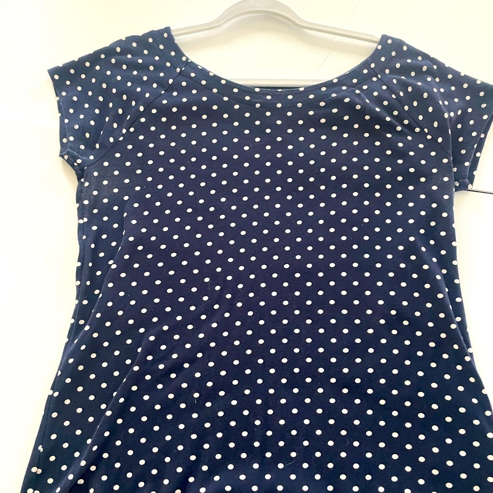 Lauren by Ralph Lauren, size XL blue and white polka dots shirt.
